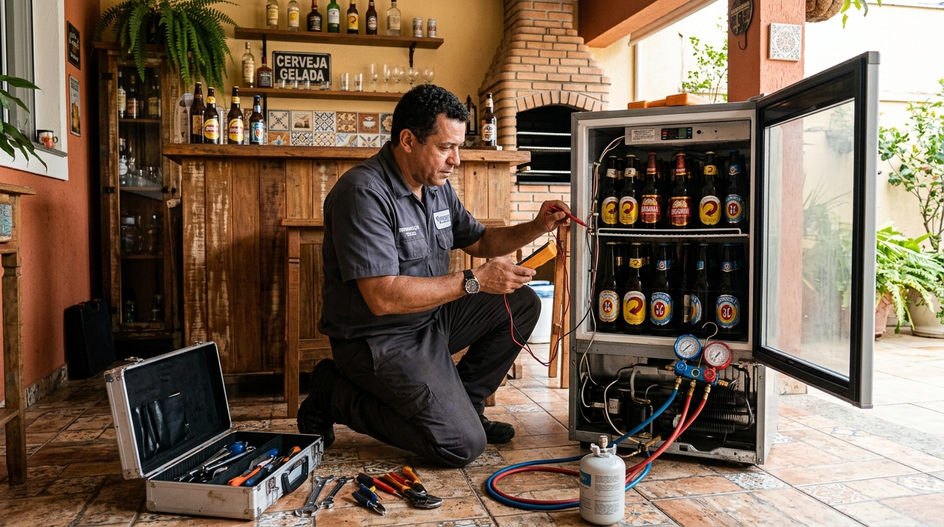 Recarga de gás refrigerante em cervejeira em atendimento em Canoas‑RS